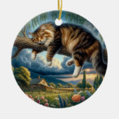 魅力的な国内長毛種の猫の記念品 セラミックオーナメント (正面)