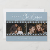魅力的な埃っぽい青いクリスマスの写真 シーズンカード (正面)