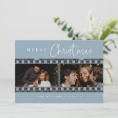 魅力的な埃っぽい青いクリスマスの写真 シーズンカード (スタンド正面)