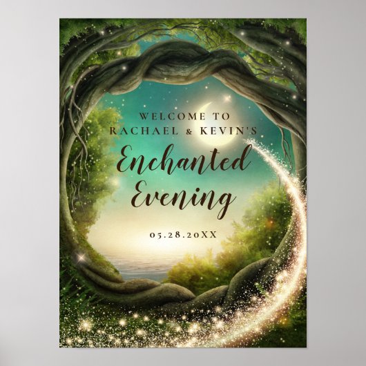 魅力的な夕べウェルカムサイン ポスター (正面)