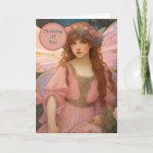 魅力的な夢：ピンクのお洒落妖精ポートレート カード (正面)