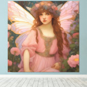 魅力的な夢:ピンクのお洒落妖精ポートレート キャンバスプリント (インサイチュ (ウッドフロア))