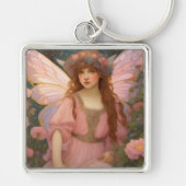 魅力的な夢:ピンクのお洒落妖精ポートレート キーホルダー (正面)
