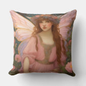 魅力的な夢:ピンクのお洒落妖精ポートレート クッション (正面)