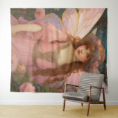 魅力的な夢:ピンクのお洒落妖精ポートレート タペストリー (インサイチュ(横))
