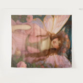 魅力的な夢:ピンクのお洒落妖精ポートレート タペストリー (正面(横))