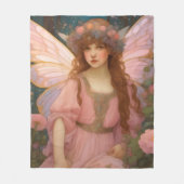 魅力的な夢:ピンクのお洒落妖精ポートレート フリースブランケット (正面)