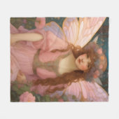 魅力的な夢:ピンクのお洒落妖精ポートレート フリースブランケット (正面(横))