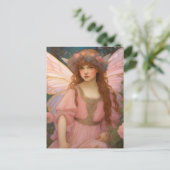 魅力的な夢:ピンクのお洒落妖精ポートレート ポストカード (スタンド正面)