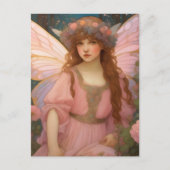 魅力的な夢:ピンクのお洒落妖精ポートレート ポストカード (正面)