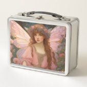 魅力的な夢:ピンクのお洒落妖精ポートレート メタルランチボックス (正面)