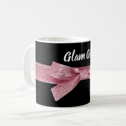 魅力的な女の子のエレガントでかわいらしいピンクのリボンの花嫁 コーヒーマグカップ (正面左)