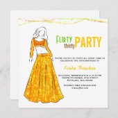 魅力的な女の子の黄色のスカートの気のあるそぶりをしたな30パーティー 招待状 (正面/裏面)