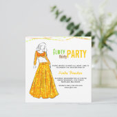 魅力的な女の子の黄色のスカートの気のあるそぶりをしたな30パーティー 招待状 (スタンド正面)