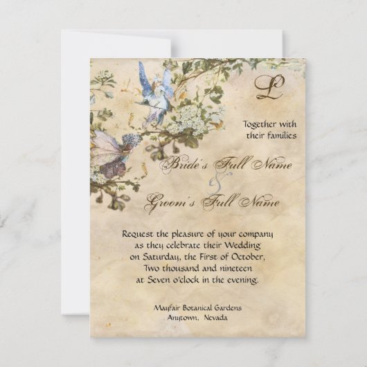 魅力的な妖精の国、ヴィンテージウェディング招待状 招待状 (裏面)