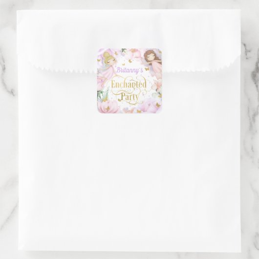 魅力的な庭の妖精をテーマにした誕生日 スクエアシール (バッグ)