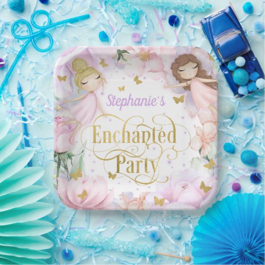 魅力的な庭の妖精をテーマにした誕生日 ペーパープレート (パーティー)