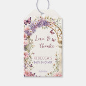 魅力的な庭の蝶の赤ちゃんシャワーの好意 ギフトタグ (正面)