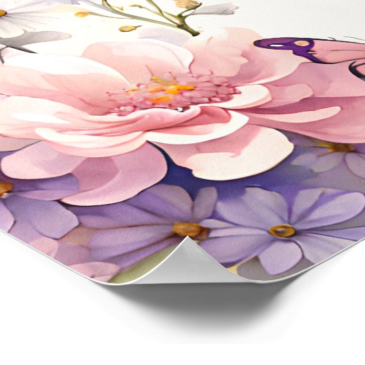 魅力的な庭の蝶の赤ちゃんシャワー歓迎 ポスター (角)