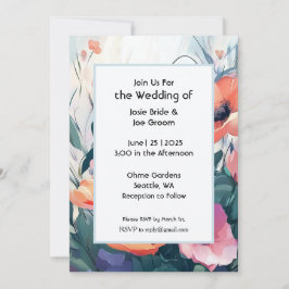 魅力的な庭園の結婚式招待 招待状