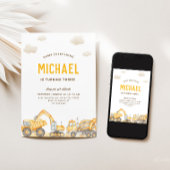 魅力的な建設誕生日招待状 招待状