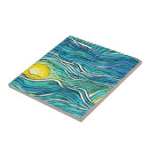 魅力的な手工芸水彩ティール（緑がかった色）シームレス タイル (側面)