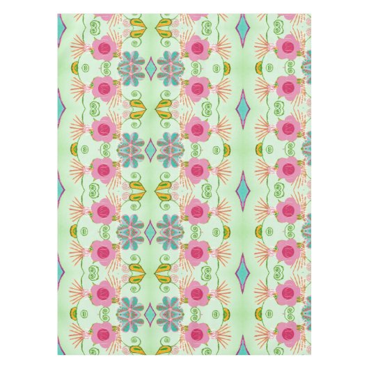 魅力的な折衷庭園：多様なフローラ美しい テーブルクロス (正面)