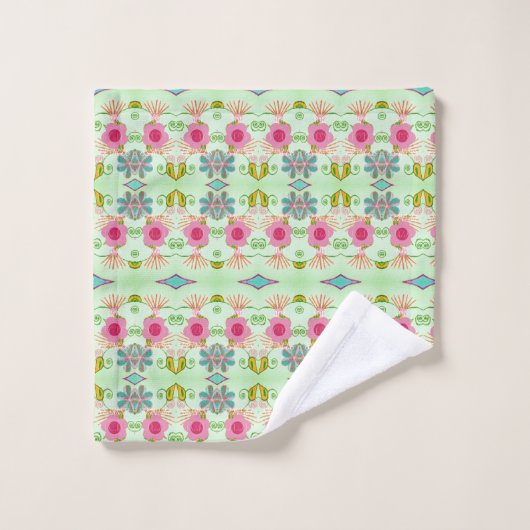 魅力的な折衷庭園:多様なフローラ美しい バスタオルセット (ウォッシュタオル)