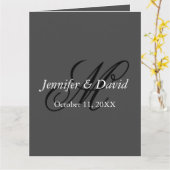 魅力的な書道モノグラ結婚ムの カード (黄色い花)