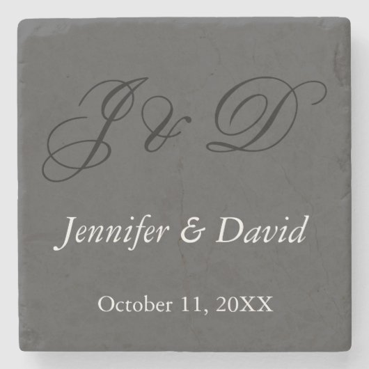 魅力的な書道台本モノグラ結婚ムの ストーンコースター (正面)