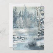 魅力的な松の木の森の素朴な冬の結婚式 招待状 (裏面)