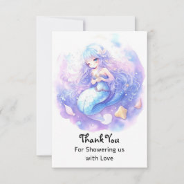 魅力的な海ファンタジーマーメイドベビーシャワー サンキューカード