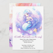 魅力的な海ファンタジーマーメイドベビーシャワー 招待状 (正面/裏面)