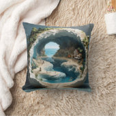 魅力的な海岸の入り江:魅力的な3D クッション (ブランケット)