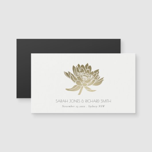 魅力的な淡い色の金ゴールドホワイトフローラ保存日 (正面/裏面)