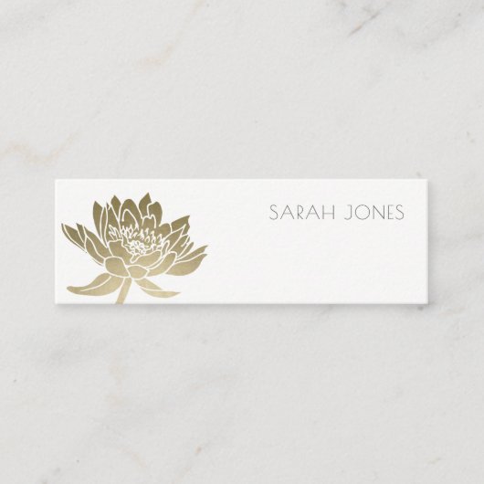 魅力的な淡い色の金ゴールドホワイトロータスフローラアドレス スキニー名刺 (正面)