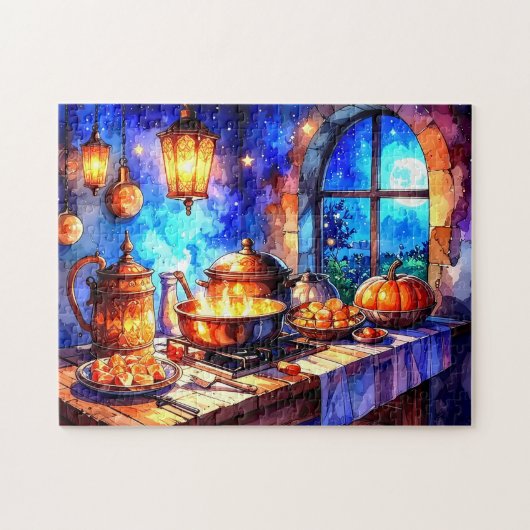 魅力的な温かい快適なキッチン料理 ジグソーパズル (横)