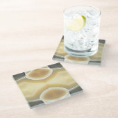 魅力的な灰色ベージュ瑪瑙の宝石用原石の水晶パターン ガラスコースター (アングル)