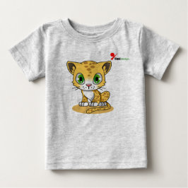 魅力的な猫のベビーTシャツ | ヒョウ柄のトドラー ベビーTシャツ
