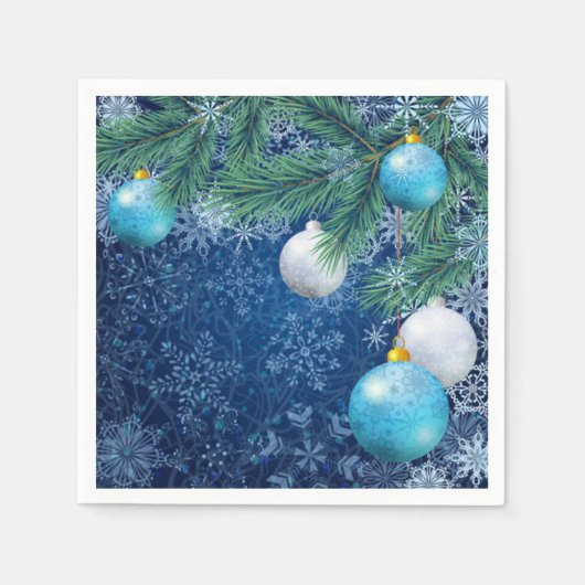 魅力的な白いクリスマス スタンダードカクテルナプキン (正面)