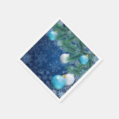 魅力的な白いクリスマス スタンダードカクテルナプキン (角)