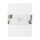 魅力的な白およびモモの花柄のシャクヤク 招待状ベリーバンド (裏面例)