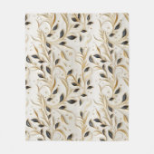 魅力的な白金ゴールドと黒のシームレスなパターン フリースブランケット (正面)