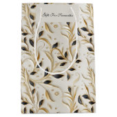 魅力的な白金ゴールドと黒のシームレスなパターン ミディアムペーパーバッグ (正面)