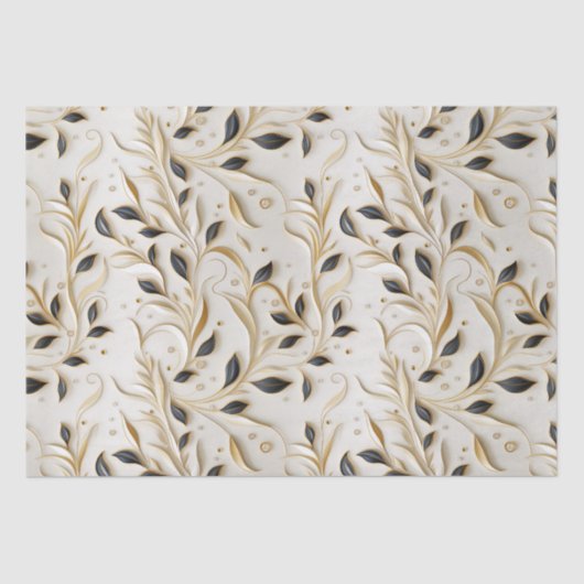 魅力的な白金ゴールドと黒のシームレスなパターン 薄葉紙 (正面)