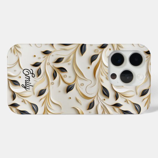 魅力的な白金ゴールドと黒のシームレスなパターン Case-Mate iPhoneケース (裏面 (横))