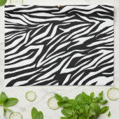 魅力的な白黒ゼブラプリント、赤い弓&ジュエル キッチンタオル (折り畳み)