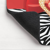 魅力的な白黒ゼブラプリント、赤い弓&ジュエル マウスパッド (コーナー)
