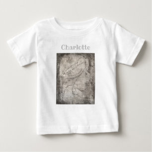 魅力的な白黒プリント:若い女の子の間 ベビーTシャツ