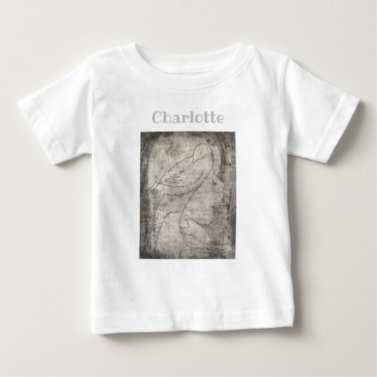 魅力的な白黒プリント:若い女の子の間 ベビーTシャツ (正面)